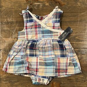 Y2K New With Tag Plaid Diaper Cover Set - Blue, Red, Cream
